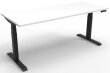 Our top of the range electric height adjustable straight desk with a 1200 x 750 natural white coloured top over a black powder coated metal frame