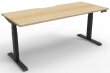 Our top of the range electric height adjustable straight desk with a 1200 x 750 natural oak coloured top over a black powder coated metal frame