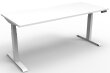 Our top of the range electric height adjustable straight desk with a 1200 x 750 natural white coloured top over a white powder coated metal frame