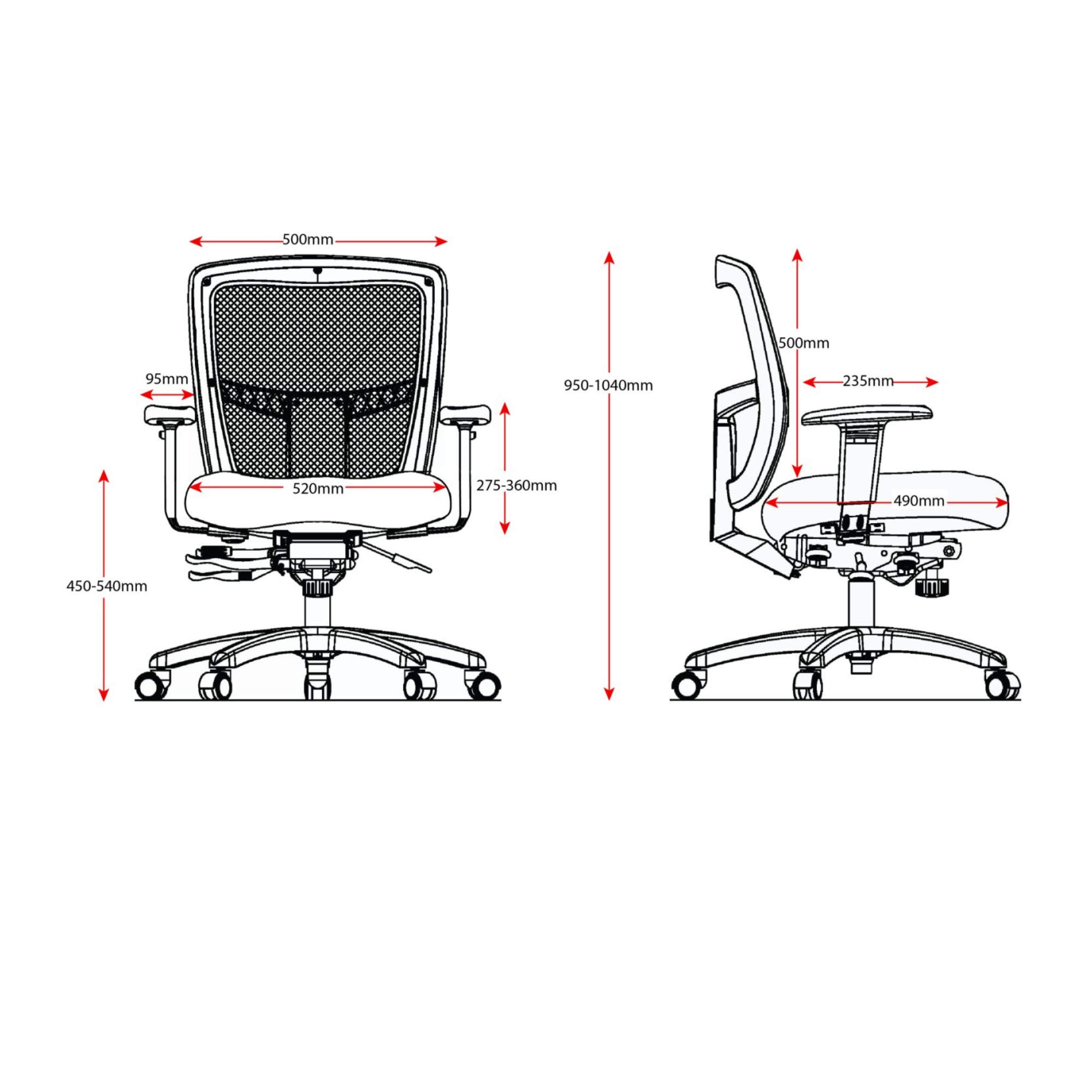 Ergo Task Chair – Adjustable Arms