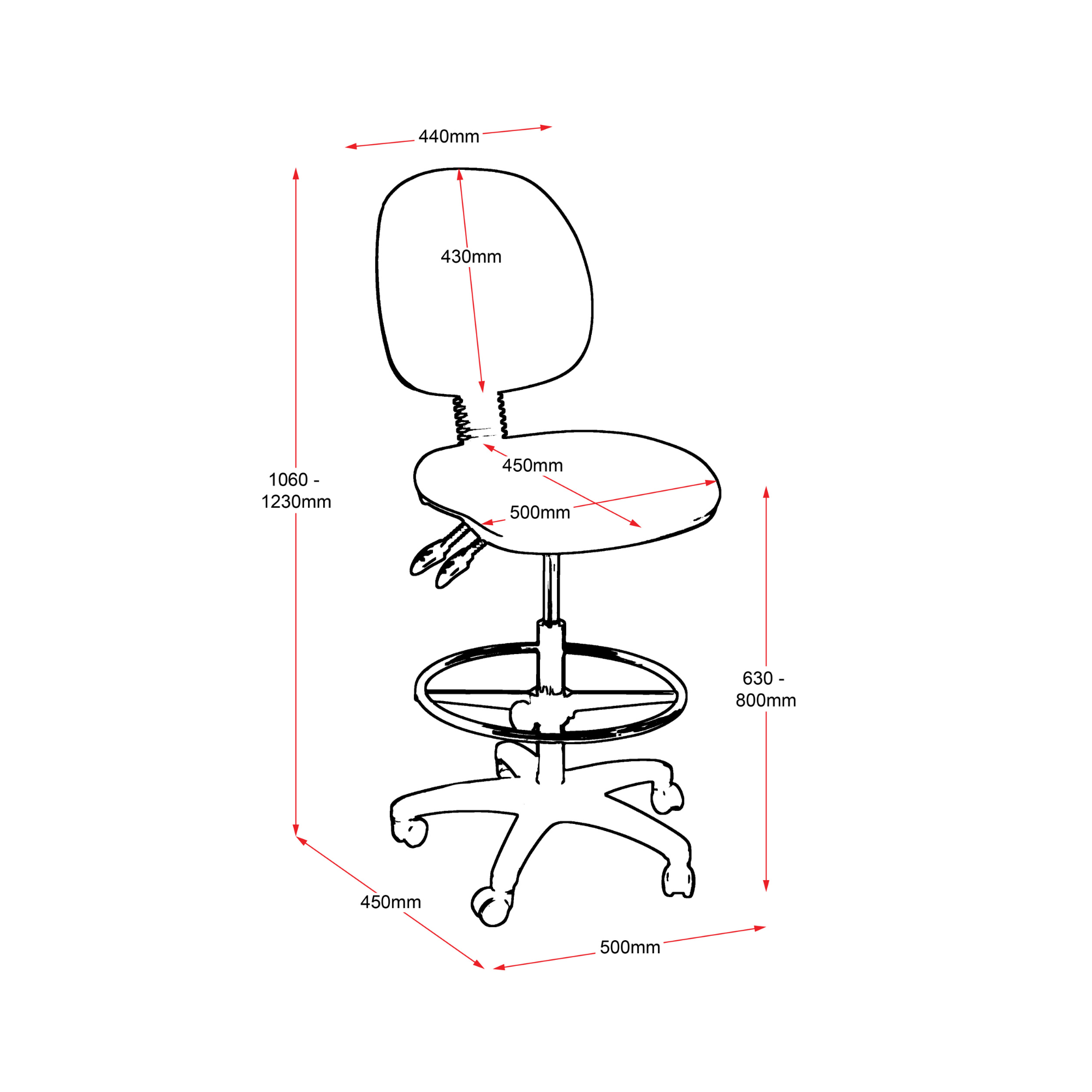 EC070BM DRAFTING Medium Back Drafting Chair