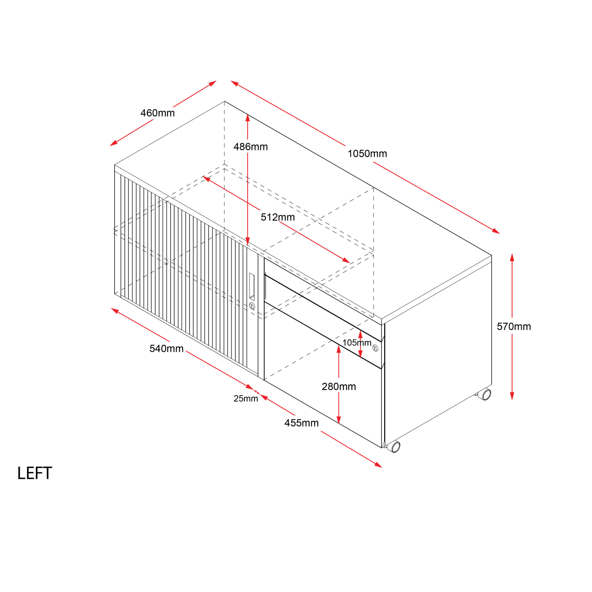 GO Steel Mobile Caddy – Left Tambour