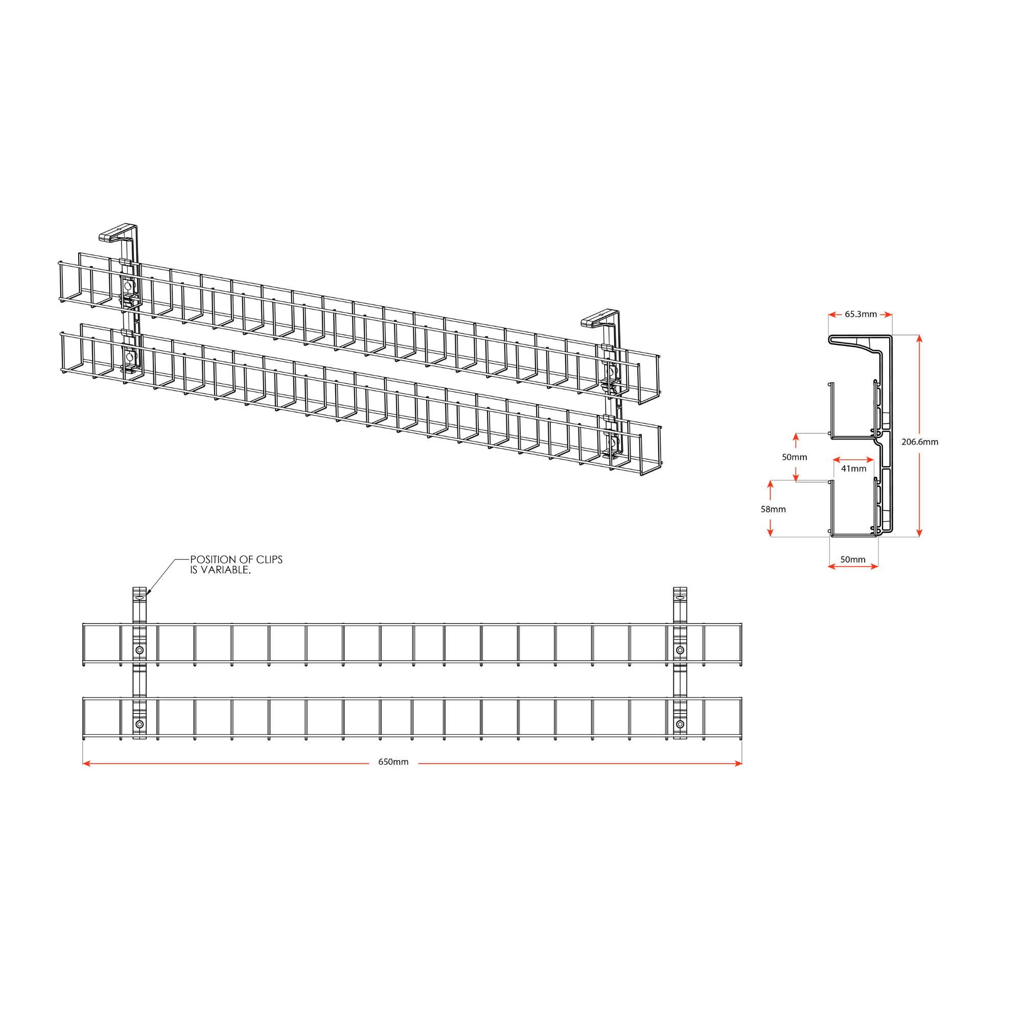 Dual Tier Cable Basket Kits - 2xGPO & 2xData Provisions