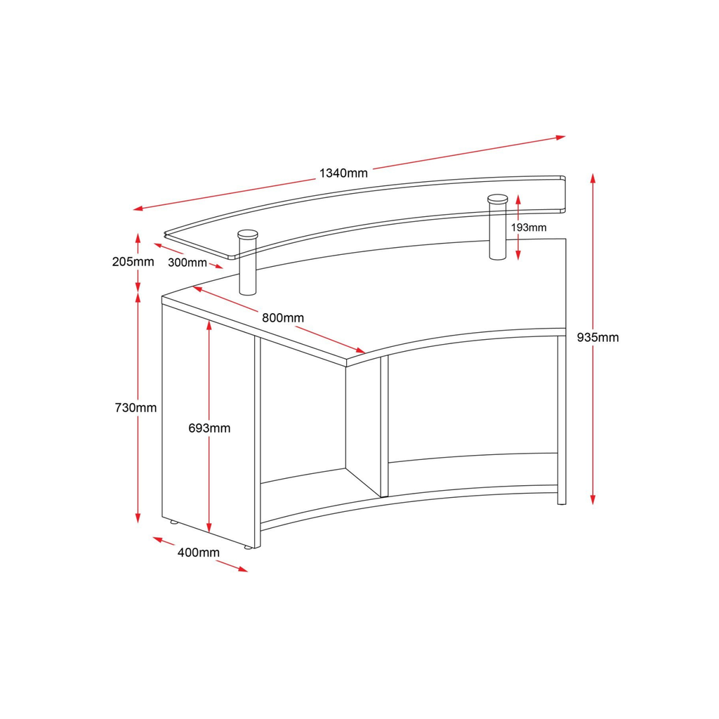 Modular Reception Counter With Glass Shelf