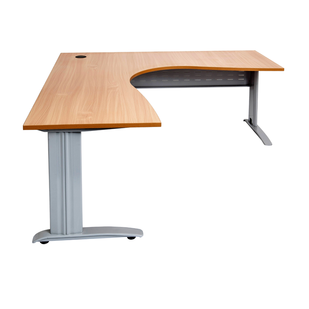 Rapid Span corner desk 1500mm W x 1500mm W x 700mm D with Beech Top & Precious Silver Base