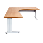 Rapid Span corner desk 1500mm W x 1500mm W x 700mm D with Beech Top & White Satin Base