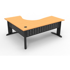 Rapid Span corner desk 1800mm W x 1200mm W x 700mm D with Beech Top & Black Satin Base
