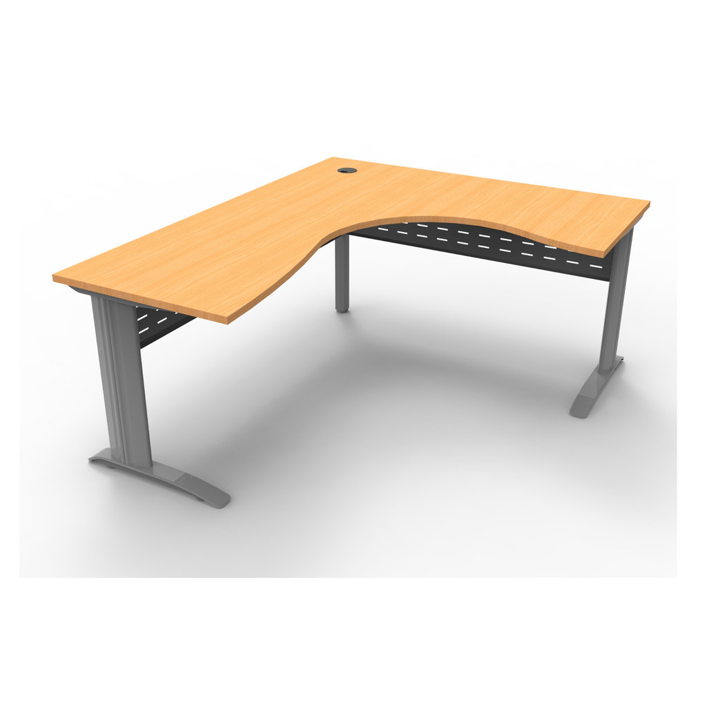 Rapid Span corner desk 1800mm W x 1200mm W x 700mm D with Beech Top & Precious Silver Base