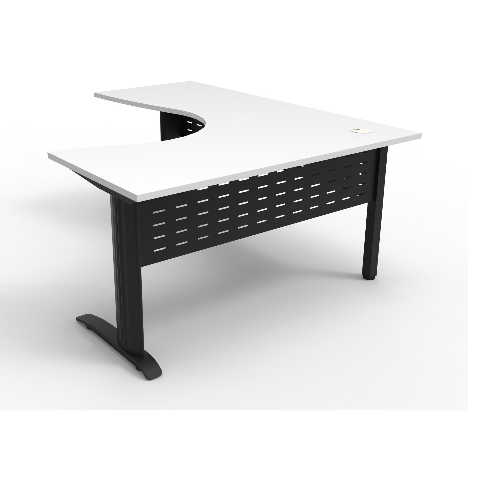 Rapid Span corner desk 1800mm W x 1200mm W x 700mm D with Natural White Top & Black Satin Base