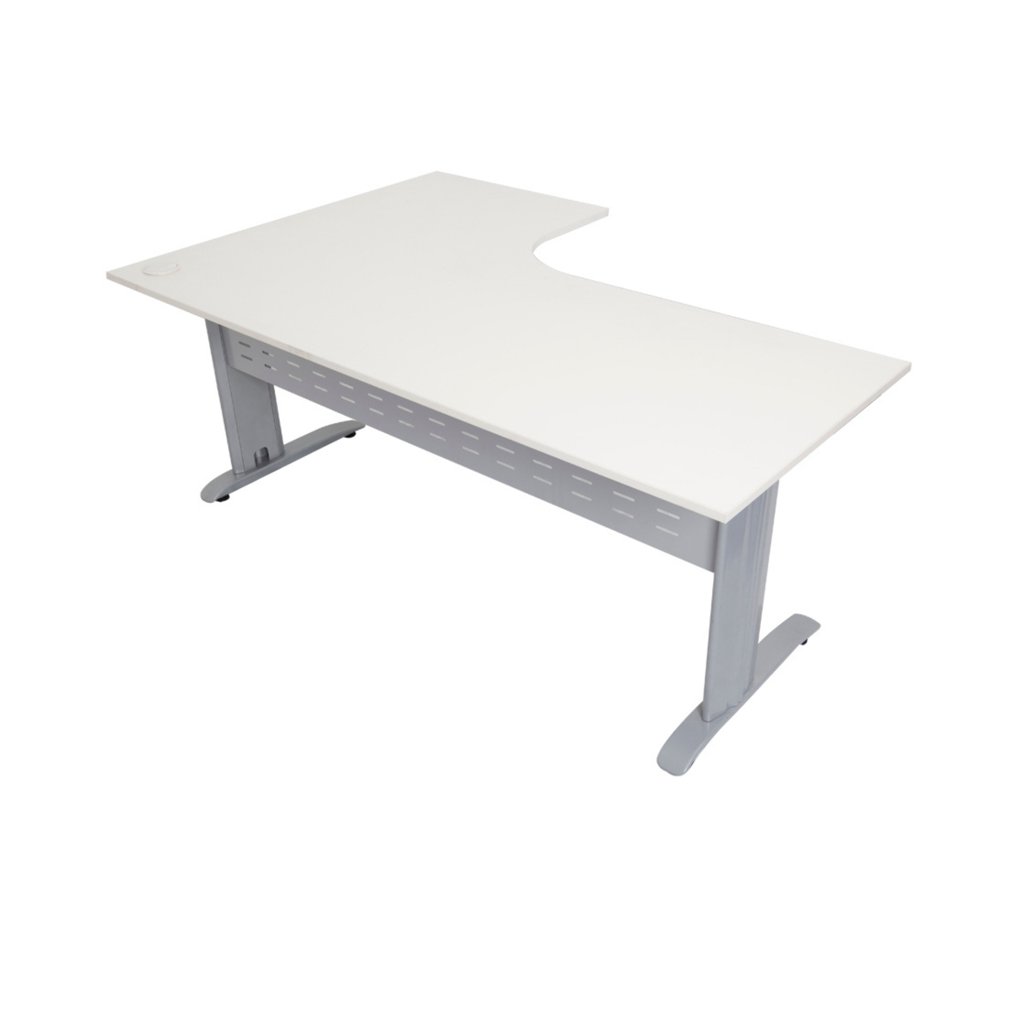 Rapid Span corner desk 1800mm W x 1200mm W x 700mm D with Natural White Top & Precious Silver Base