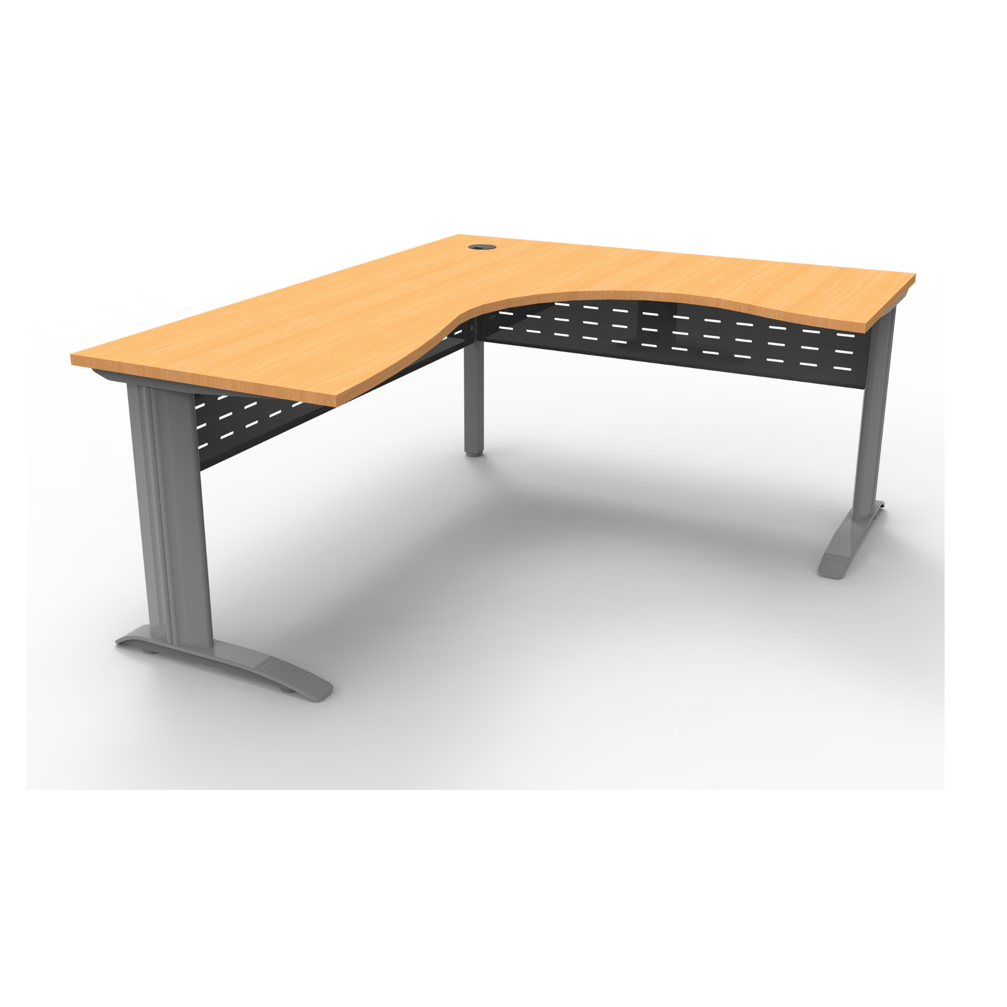 Rapid Span corner desk 1800mm W x 1500mm W x 700mm D with Beech Top & Precious Silver Base