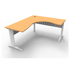 Rapid Span corner desk 1800mm W x 1500mm W x 700mm D with Beech Top & White Satin Base