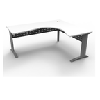Rapid Span corner desk 1800mm W x 1500mm W x 700mm D with Natural White Top & Precious Silver Base