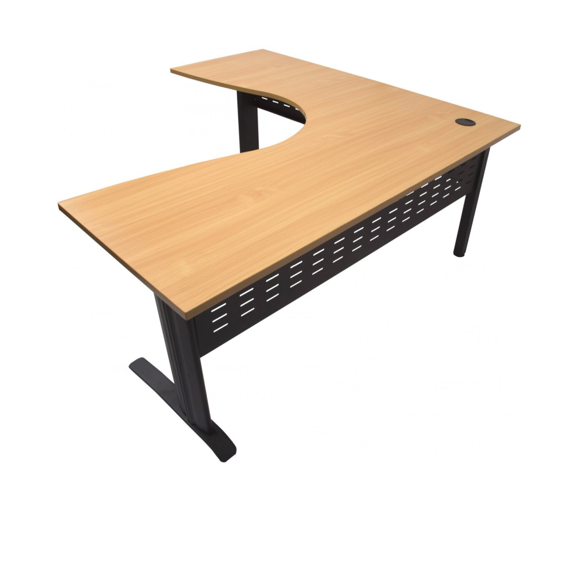 Rapid Span corner desk 1800mm W x 1800mm W x 700mm D with Beech Top & Black Satin Base