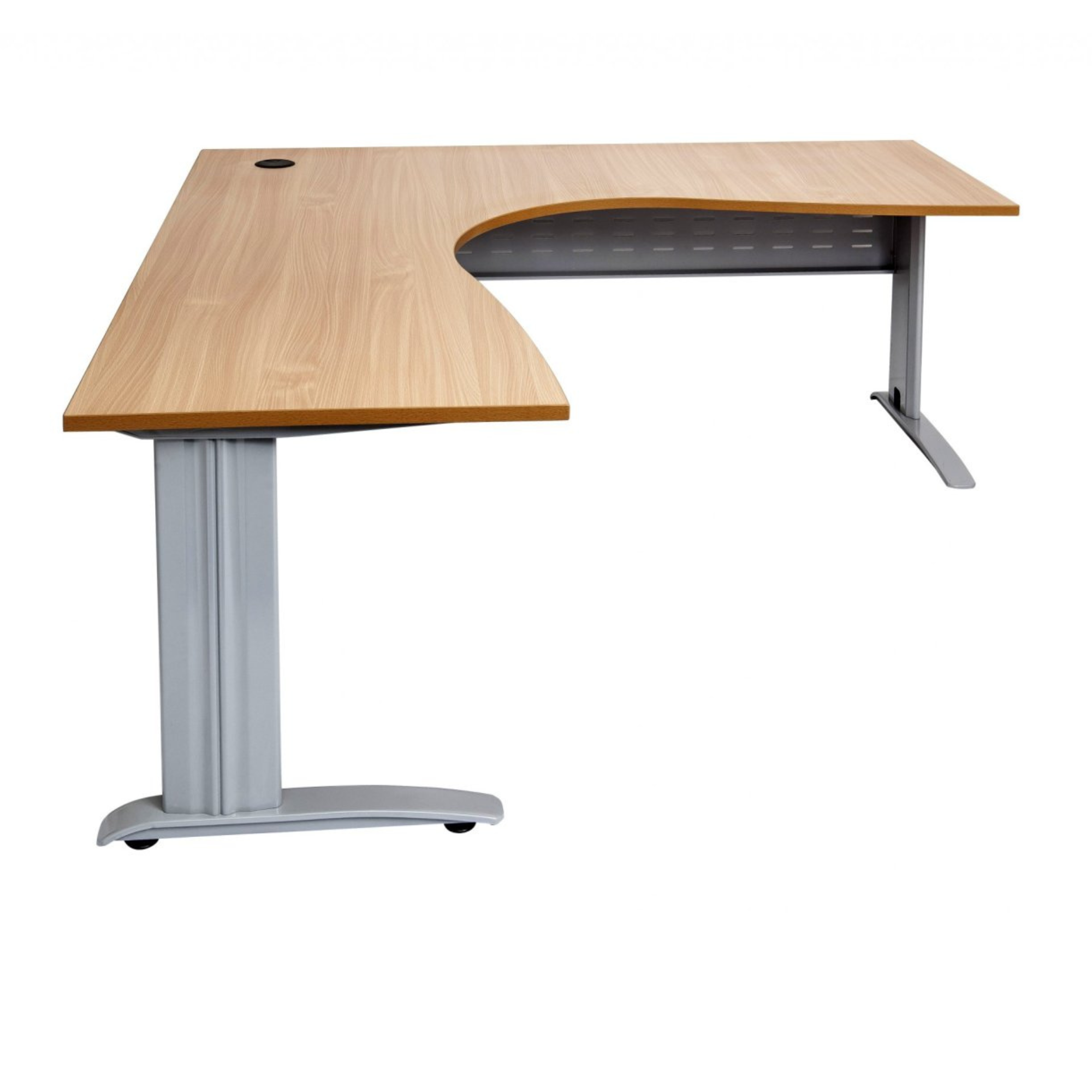 Rapid Span corner desk 1800mm W x 1800mm W x 700mm D with Beech Top & Precious Silver Base