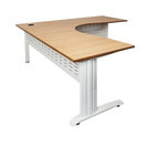Rapid Span corner desk 1800mm W x 1800mm W x 700mm D with Beech Top & White Satin Base