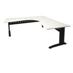 Rapid Span corner desk 1800mm W x 1800mm W x 700mm D with Natural White Top & Black Satin Base