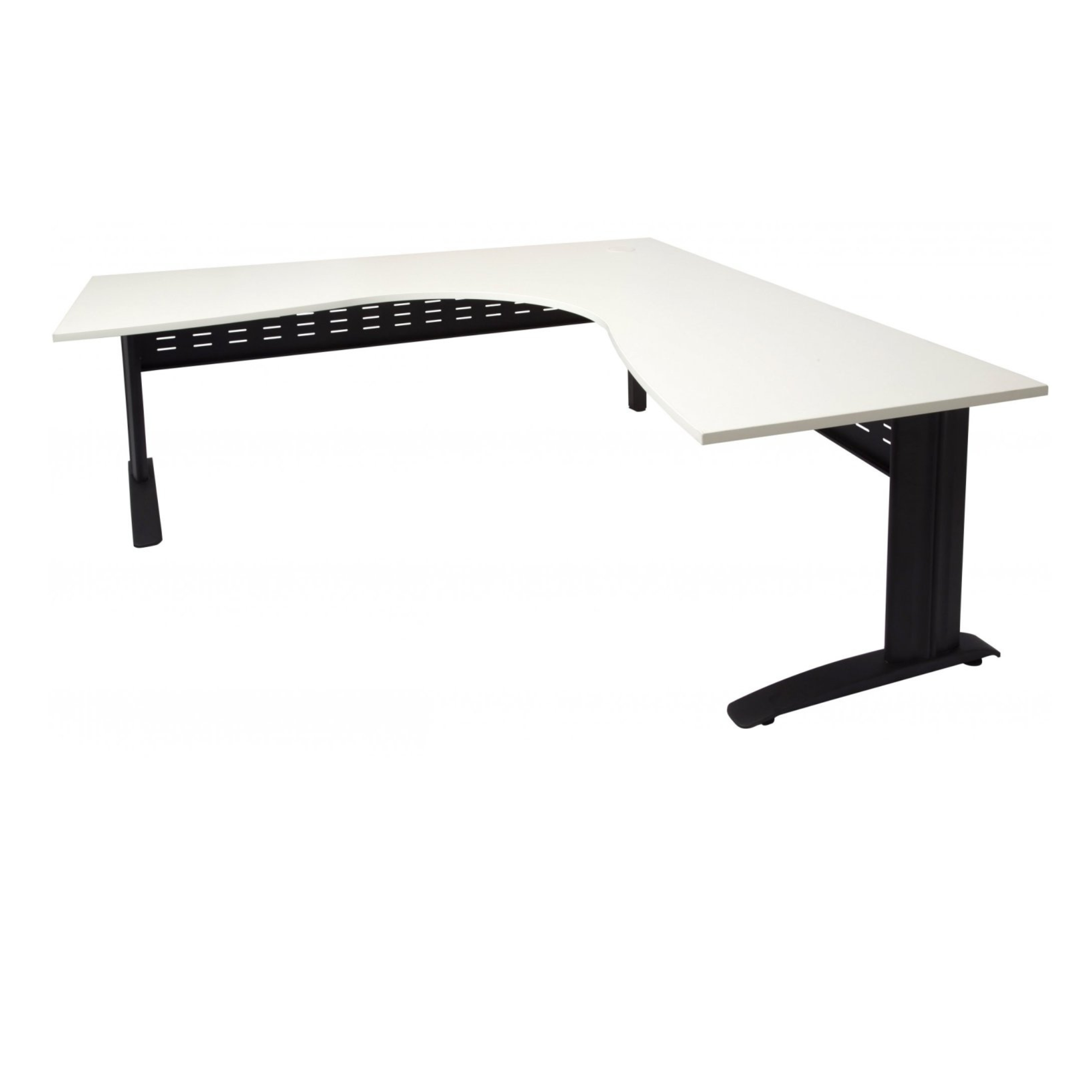 Rapid Span corner desk 1800mm W x 1800mm W x 700mm D with Natural White Top & Black Satin Base