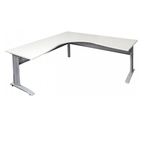Rapid Span corner desk 1800mm W x 1800mm W x 700mm D with Natural White Top & Precious Silver Base