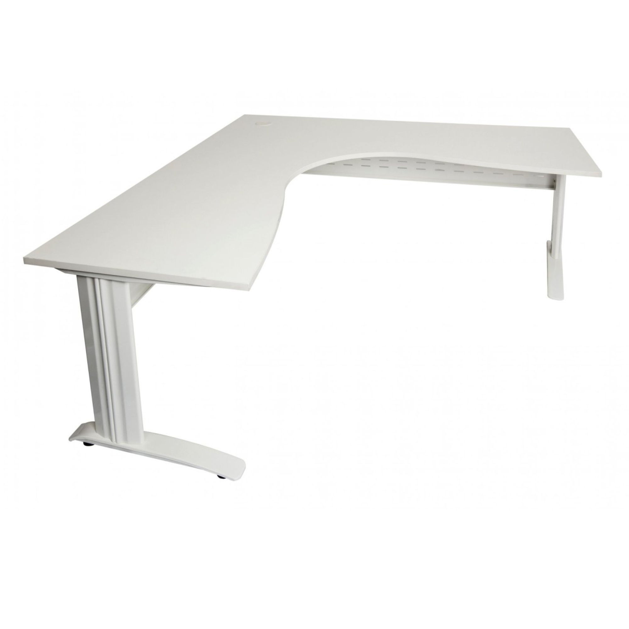 Rapid Span corner desk 1800mm W x 1800mm W x 700mm D with Natural White Top & White Satin Base