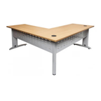 Rapid Span desk & return 1800mm W x 1800mm W x 700mm / 600mm D with Beech Top & Precious Silver Base