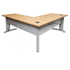 Rapid Span desk & return 1800mm W x 1800mm W x 700mm / 600mm D with Beech Top & Precious Silver Base