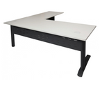 Rapid Span desk & return 1800mm W x 1800mm W x 700mm / 600mm D with Natural White Top & Black Satin Base