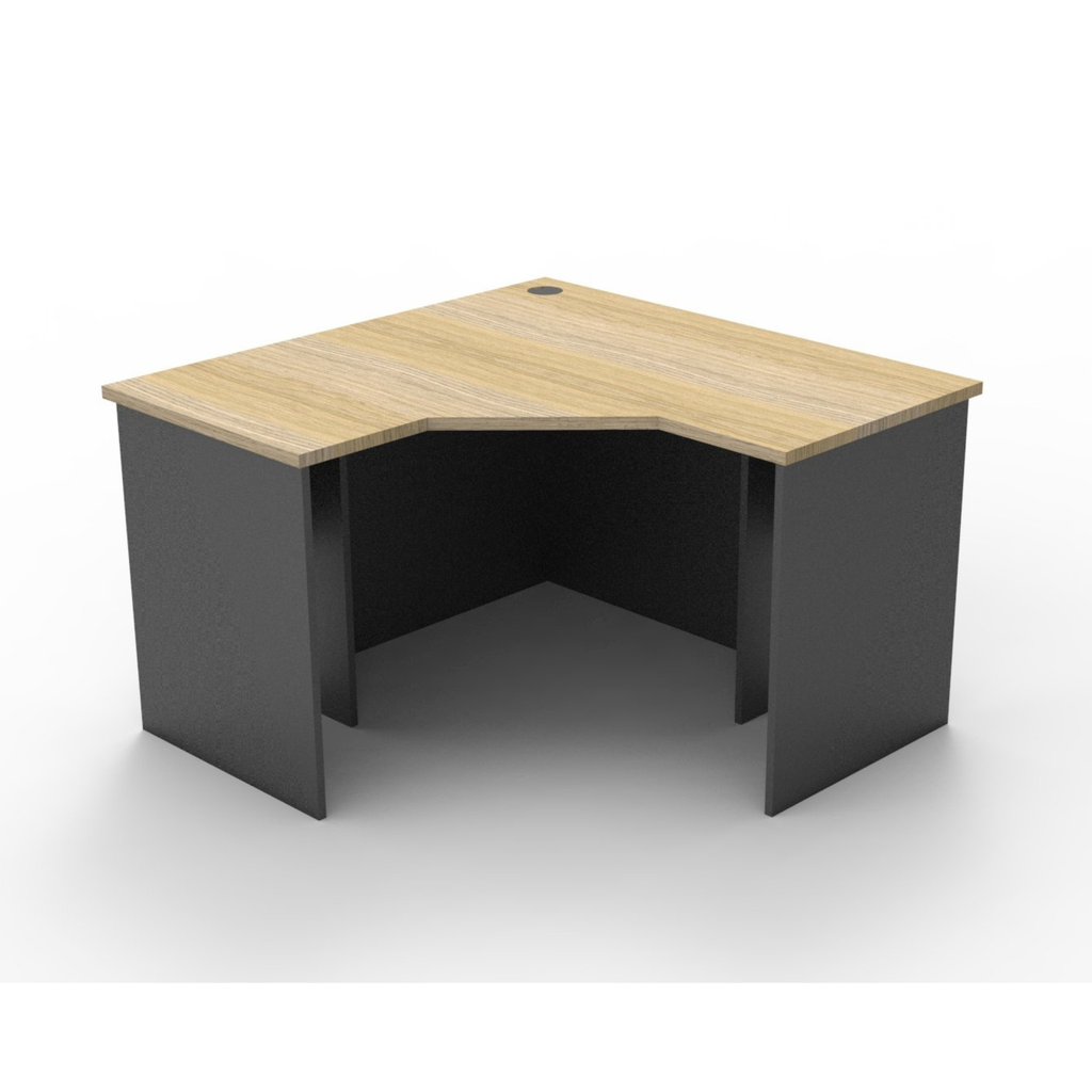 Rapid Worker corner desk 1200mm W x 1200mm W x 600mm D with Natural Oak Top & Ironstone Base