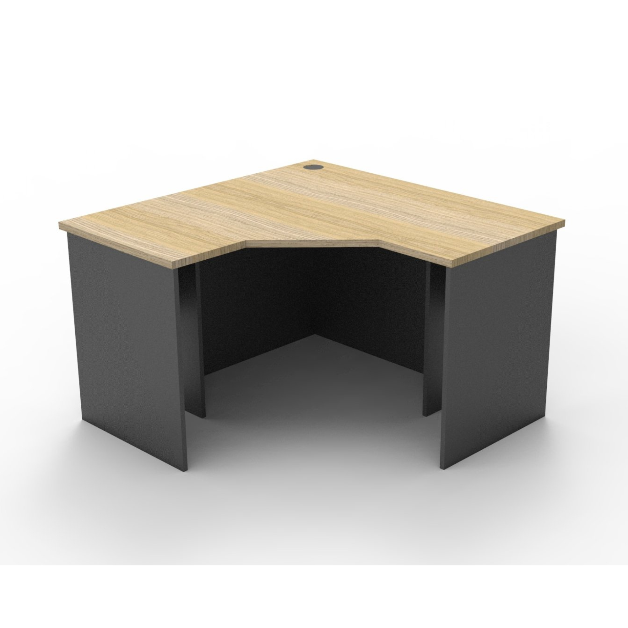 Rapid Worker corner desk 1200mm W x 1200mm W x 600mm D with Natural Oak Top & Ironstone Base