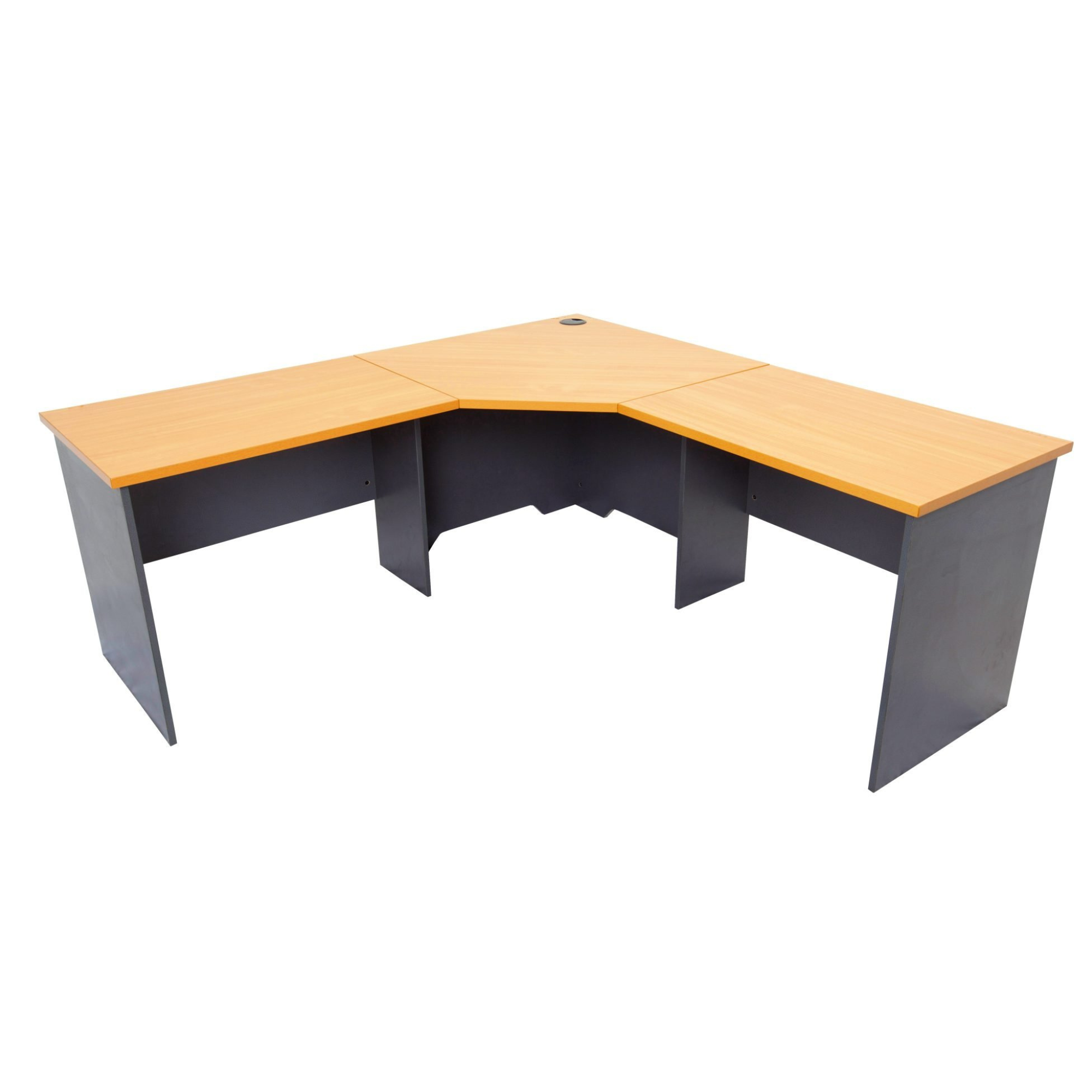 Rapid Worker corner desk 1800mm W x 1800mm W x 750mm D with Beech Top & Ironstone Base