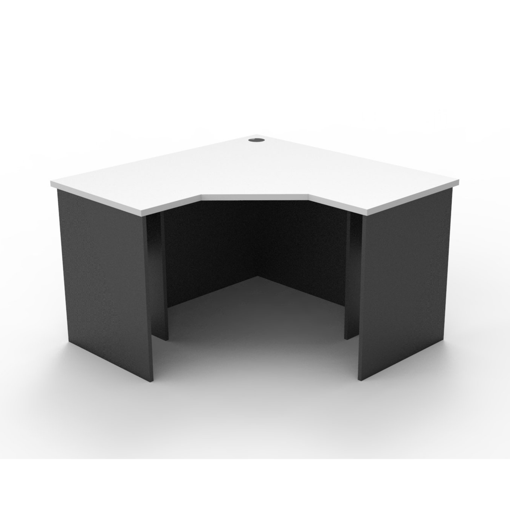 Rapid Worker corner workstation 1200mm W x 1200mm W x 600mm D with Natural White Top & Ironstone Base