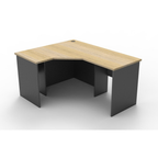 Rapid Worker corner workstation 1200mm W x 1500mm W x 600mm D with Natural Oak Top & Ironstone Base
