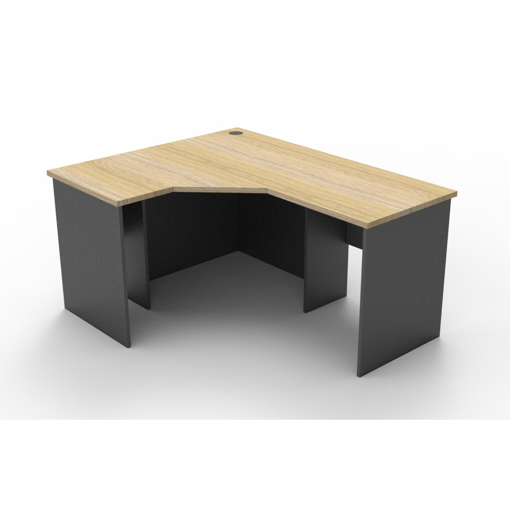 Rapid Worker corner workstation 1200mm W x 1500mm W x 600mm D with Natural Oak Top & Ironstone Base
