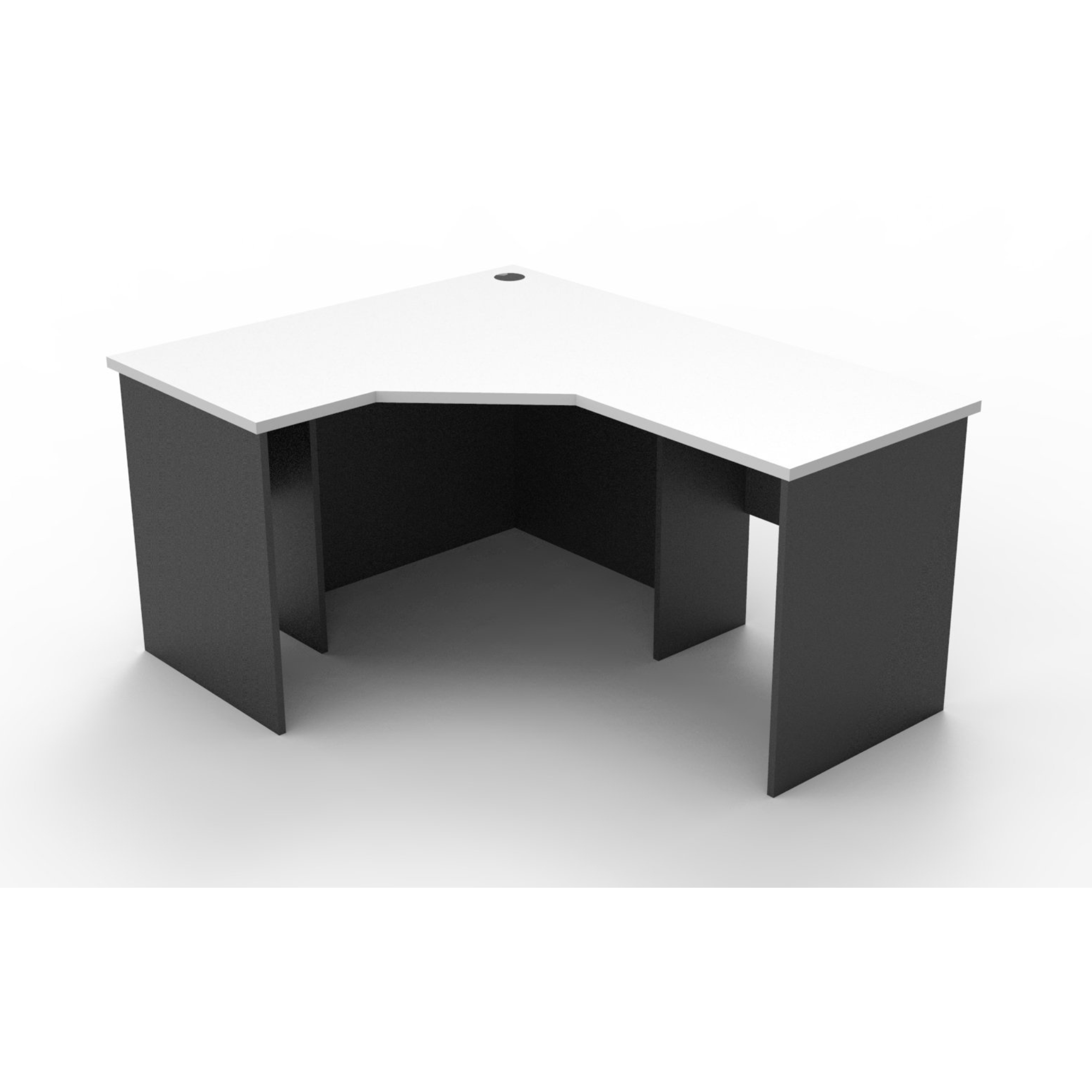 Rapid Worker corner workstation 1200mm W x 1500mm W x 600mm D with Natural White Top & Ironstone Base