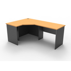 Rapid Worker corner workstation 1200mm W x 1800mm W x 600mm D with Beech Top & Ironstone Base