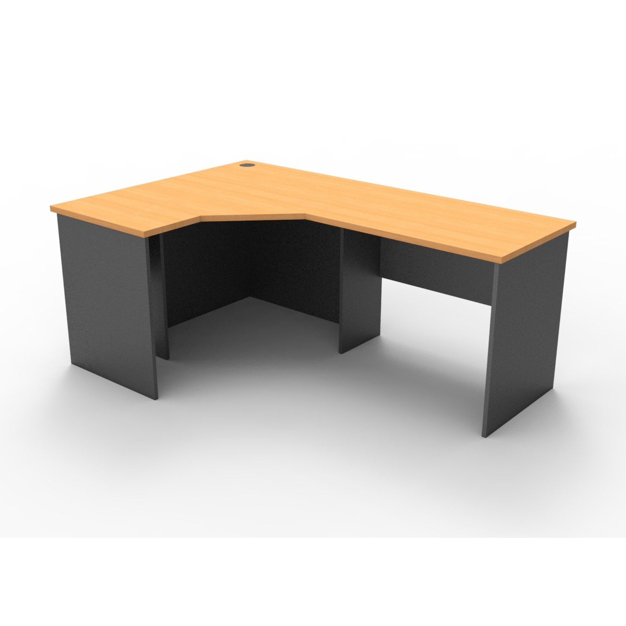 Rapid Worker corner workstation 1200mm W x 1800mm W x 600mm D with Beech Top & Ironstone Base