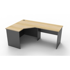 Rapid Worker corner workstation 1200mm W x 1800mm W x 600mm D with Natural Oak Top & Ironstone Base