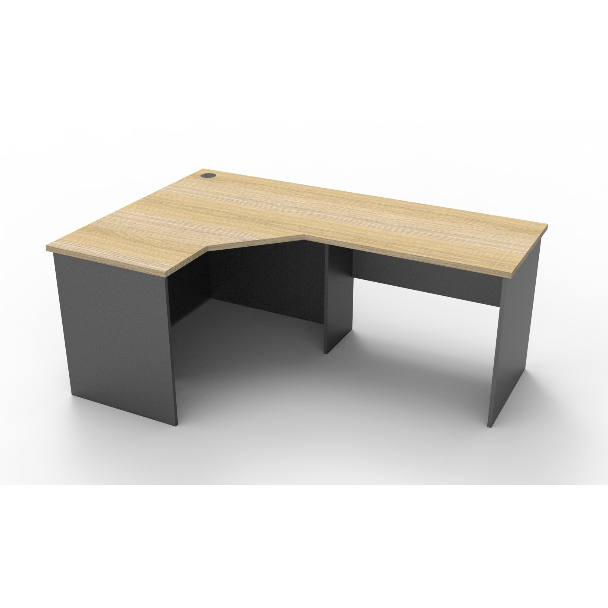 Rapid Worker corner workstation 1200mm W x 1800mm W x 600mm D with Natural Oak Top & Ironstone Base