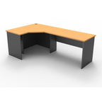 Rapid Worker corner workstation 1200mm W x 2100mm W x 600mm D with Beech Top & Ironstone Base