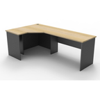 Rapid Worker corner workstation 1200mm W x 2100mm W x 600mm D with Natural Oak Top & Ironstone Base