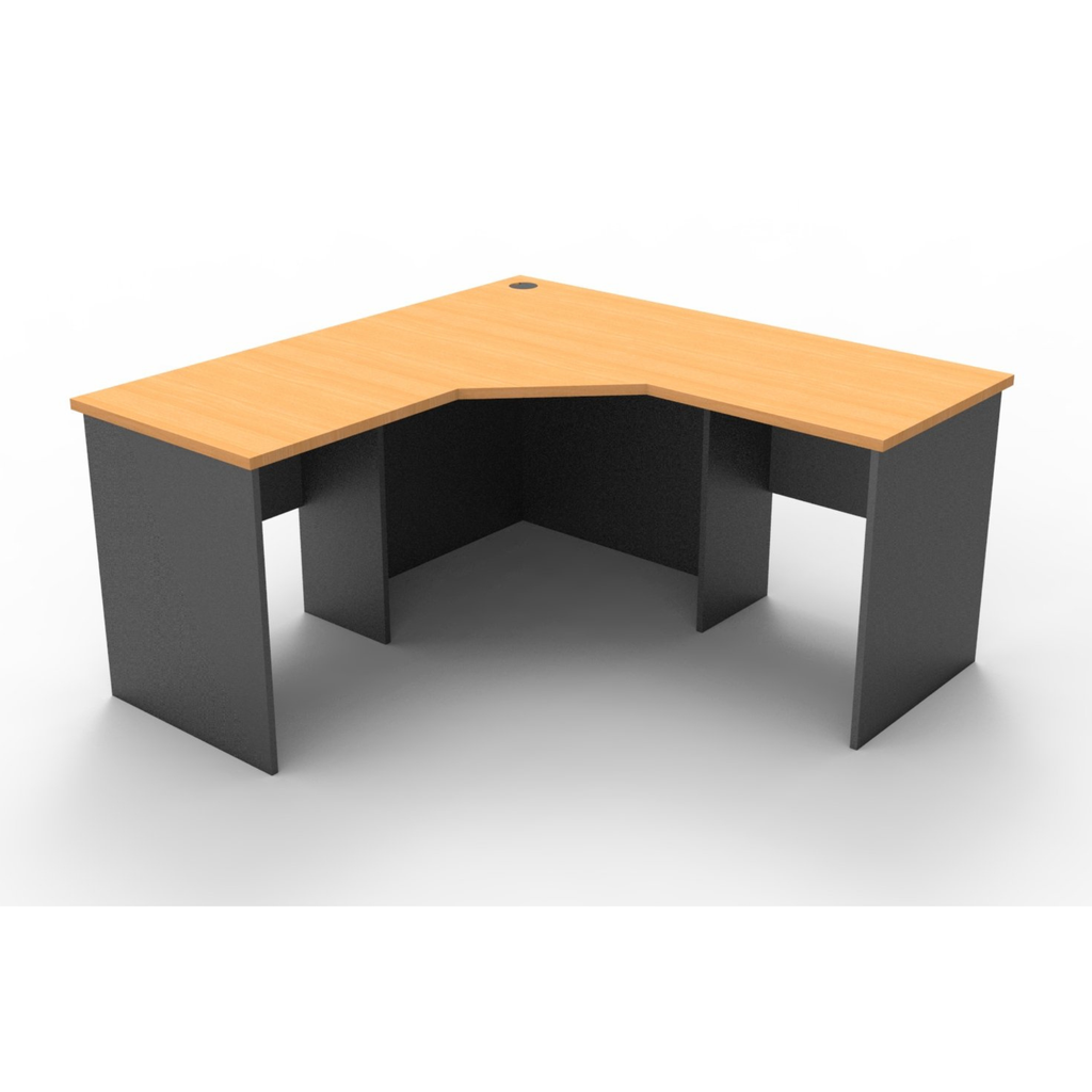 Rapid Worker corner workstation 1500mm W x 1500mm W x 600mm D with Beech Top & Ironstone Base