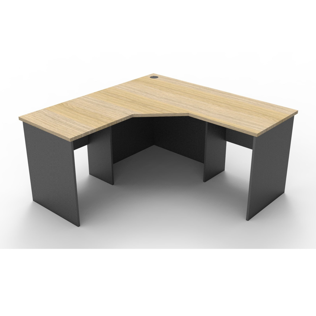Rapid Worker corner workstation 1500mm W x 1500mm W x 600mm D with Natural Oak Top & Ironstone Base