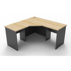 Rapid Worker corner workstation 1500mm W x 1500mm W x 600mm D with Natural Oak Top & Ironstone Base