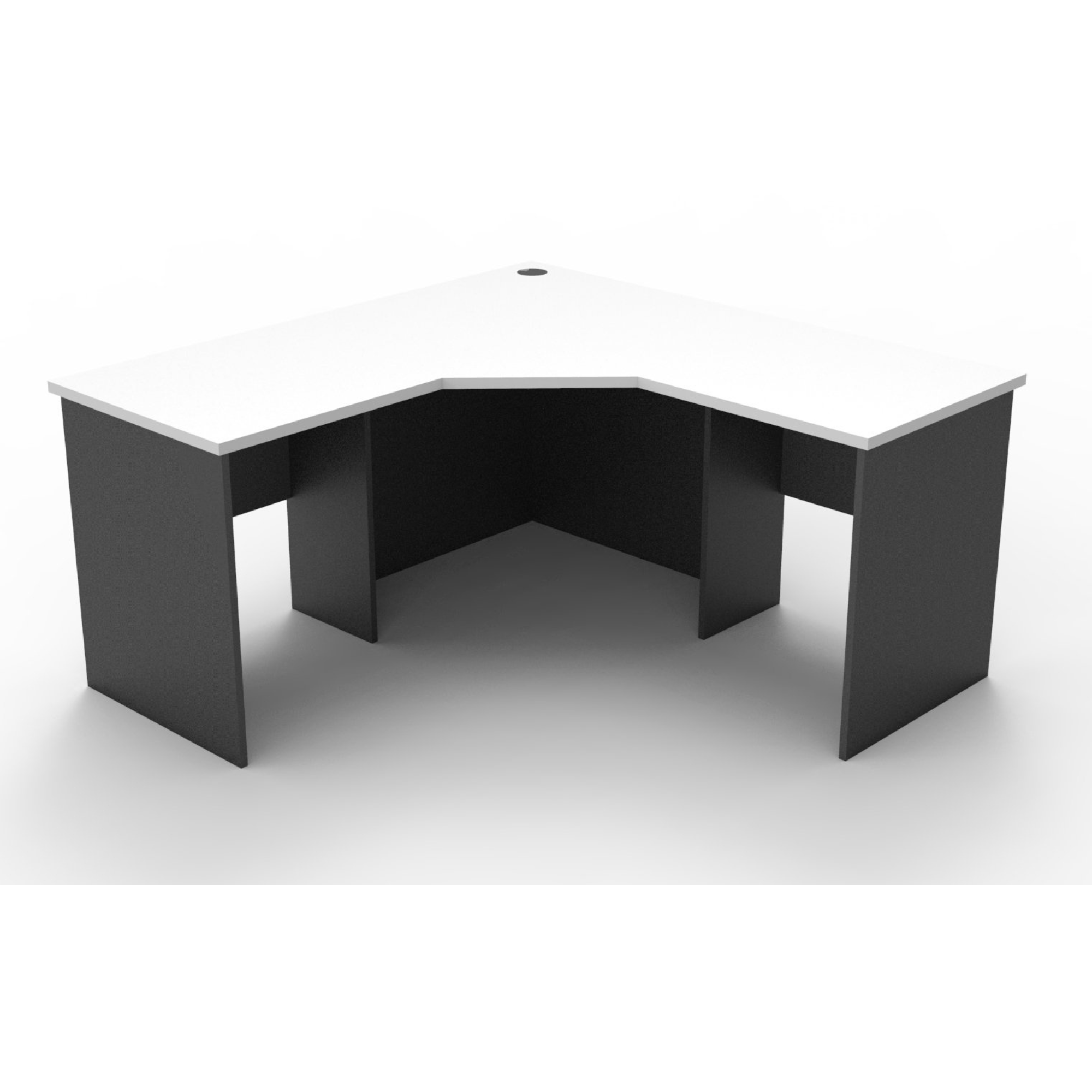 Rapid Worker corner workstation 1500mm W x 1500mm W x 600mm D with Natural White Top & Ironstone Base