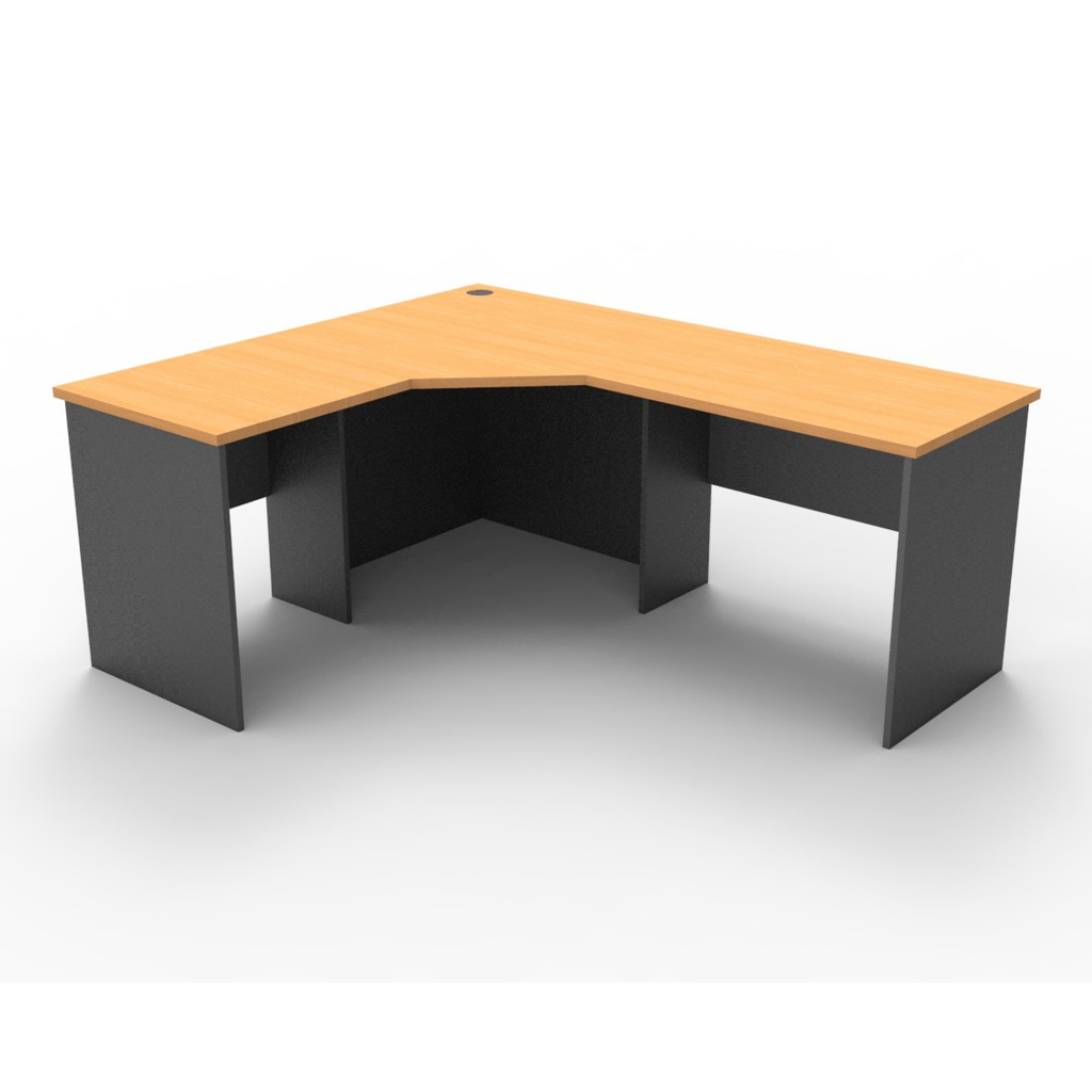 Rapid Worker corner workstation 1800mm W x 1500mm W x 600mm D with Beech Top & Ironstone Base