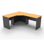 Rapid Worker corner workstation 1800mm W x 1500mm W x 600mm D with Beech Top & Ironstone Base
