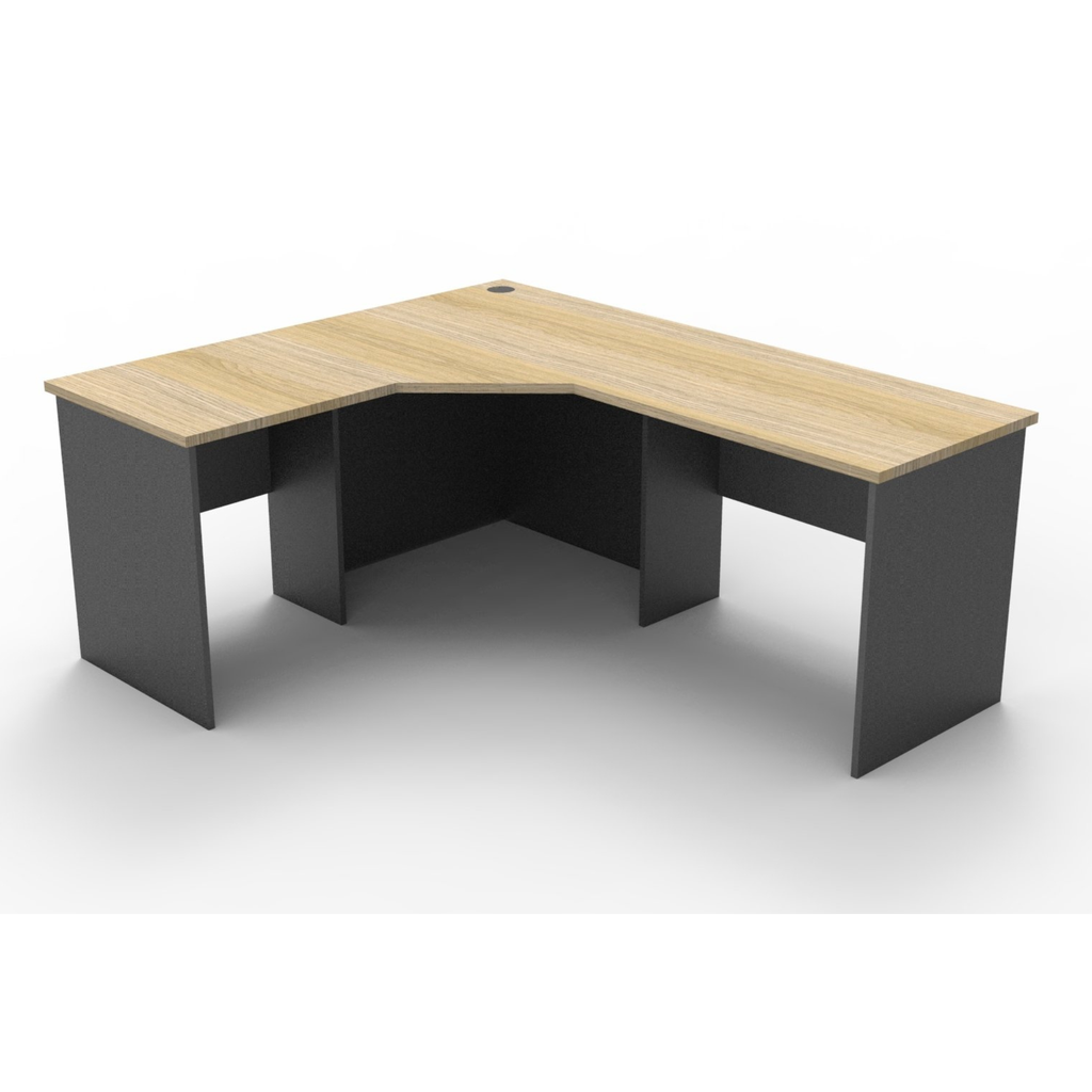 Rapid Worker corner workstation 1800mm W x 1500mm W x 600mm D with Natural Oak Top & Ironstone Base