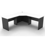 Rapid Worker corner workstation 1800mm W x 1800mm W x 600mm D with Natural White Top & Ironstone Base