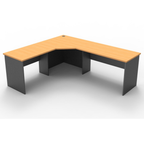 Rapid Worker corner workstation 2100mm W x 1500mm W x 600mm D with Beech Top & Ironstone Base