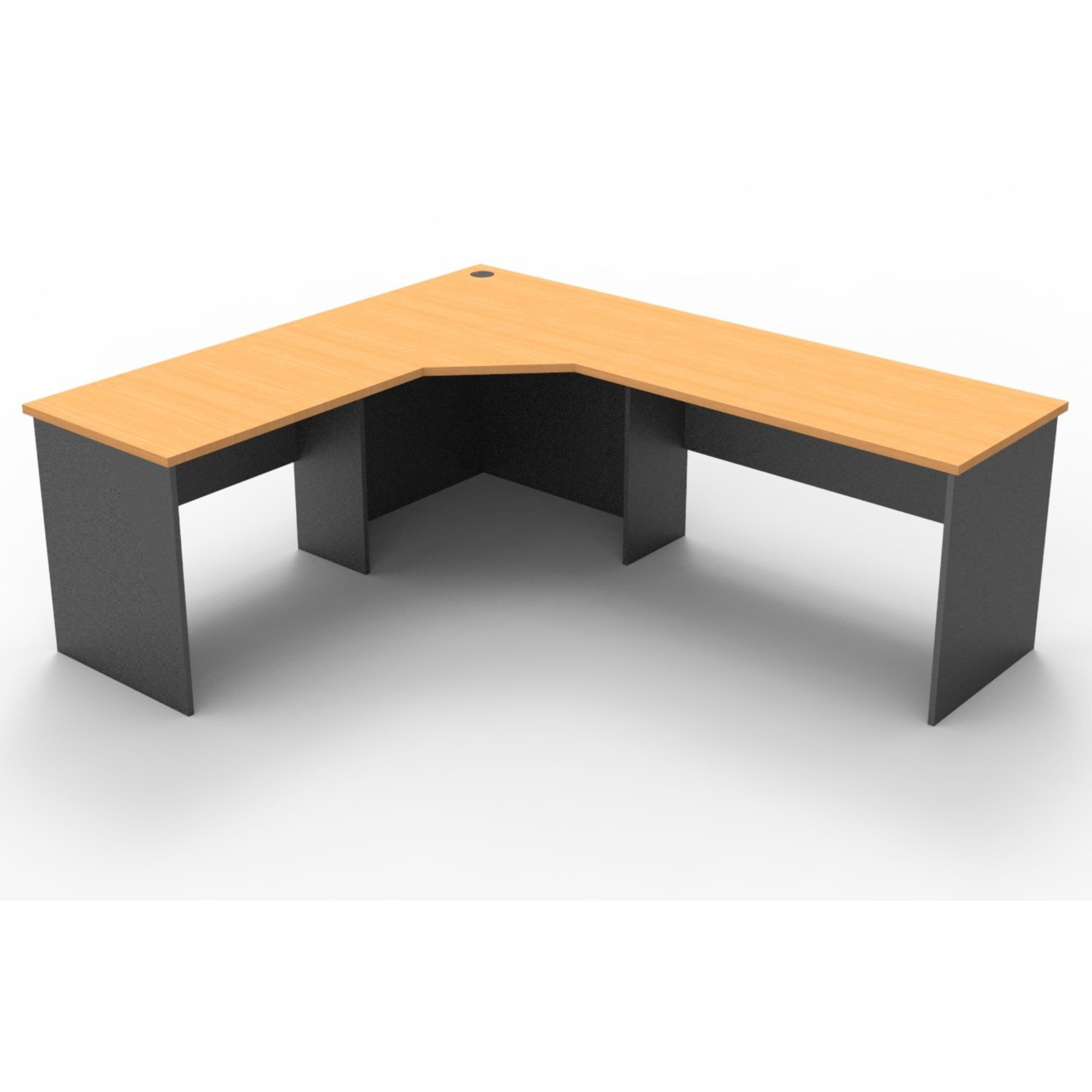 Rapid Worker corner workstation 2100mm W x 1500mm W x 600mm D with Beech Top & Ironstone Base